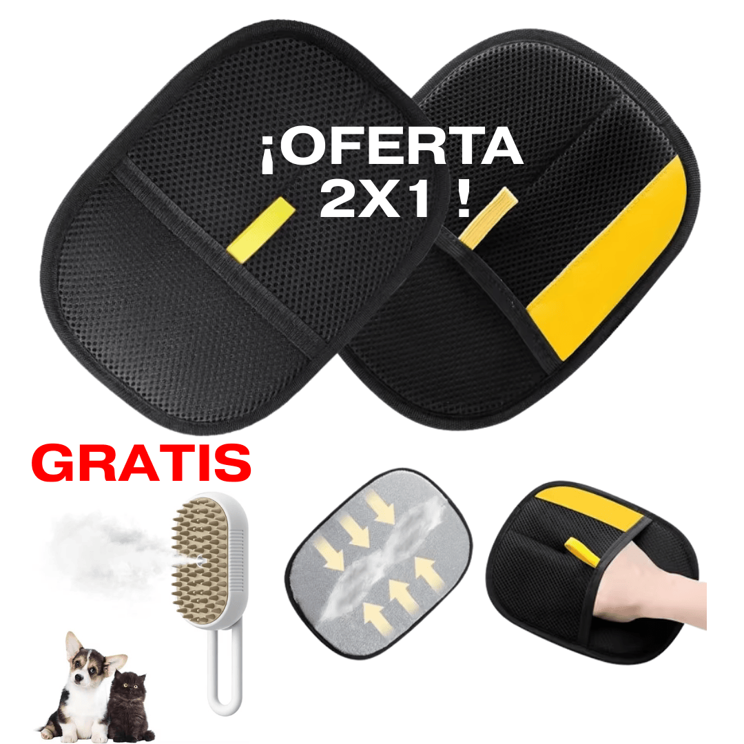 Guante quitapelos para mascotas - 2x1 + Gratis cepillo